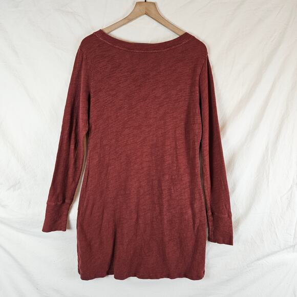 Peruvian Connection Cotton Rust red orange long-sleeved dress, size M - Picture 2 of 4